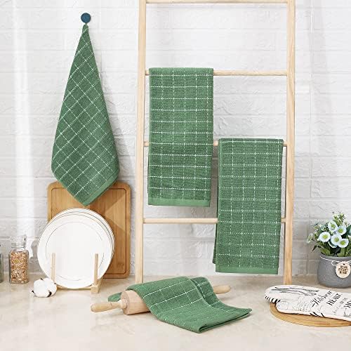 Homaxy 100% Cotton Terry Kitchen Towels, 6 Pack, Grass Green - Image 6