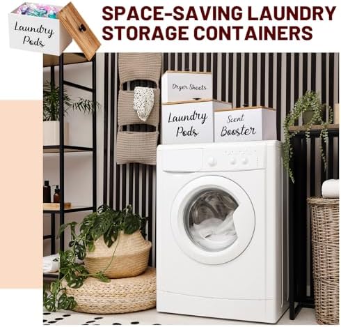 Dandat 3 Pcs Wood Laundry Pods Container Farmhouse Decoration Laundry Room - Image 6