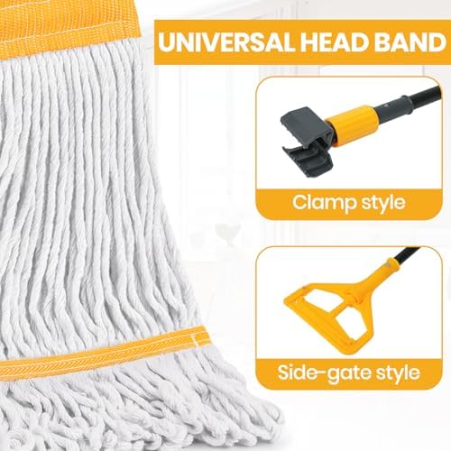 6PK Heavy Duty Commercial Mop Head Replacement- Loop End Cotton Blend String - Image 3