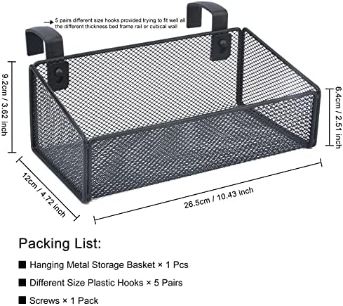 Bedside Caddy Hanging Storage Basket Beside Shelf Metal Organizer - Image 2