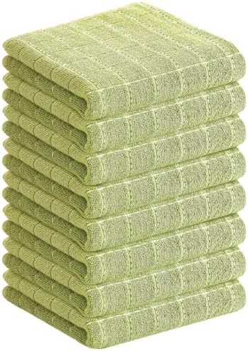 Homaxy 100% Cotton Terry Kitchen Towels, 8 Pack, Sage Green by Homaxy