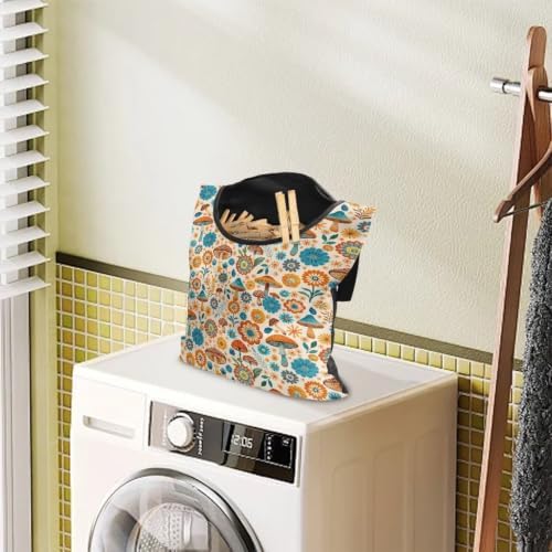 Boho Mushroom Hanging Clothespin Bag, Floral Waterproof Clothespin Holder - Image 3