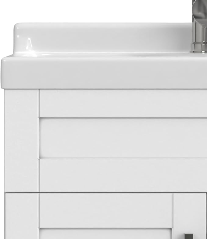 SIMPLIHOME Hennessy All-in-One 24 inch Wide Utility Sink and Laundry Cabinet in Pure White Finish, Transitional ABS Sink Cabinet for Laundry Rooms with High-Arch Chrome Faucet and Pull-Out Spray