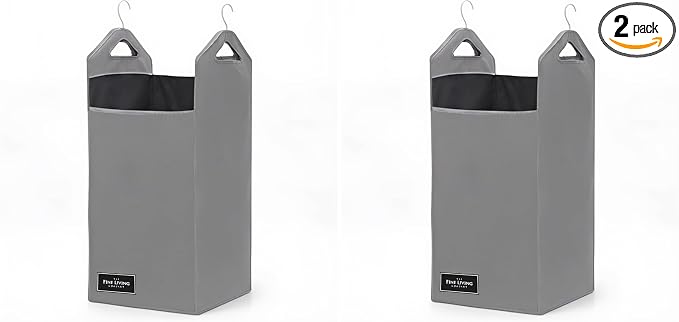 Hanging Laundry Hamper Bag, Space Saving Laundry Basket, Heavy Duty Hanger by TheFineLivingCompany