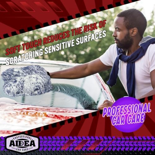 AIDEA Car Wash Mitt Microfiber, 1PK Wheel Cleaner Mitts, 7.12''X10.14'' - Image 5