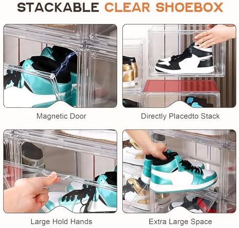 MMBABY 12 Pack Acrylic Clear Shoe Boxes Side Open Clear Plastic Stackable - Image 5