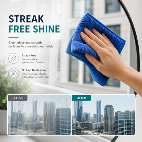 Microfiber Cleaning Cloths 15"x15" – Lint-Free Multi-Surface Household Cleaning - Image 3