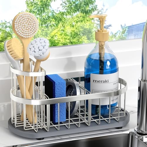 Sink Caddy Kitchen Sink Organizer, Sponge & Brush Holder, Stone Drying Mat by HOKEMOM