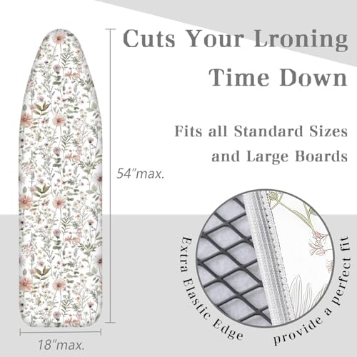 Modern Pink White Green Rustic Wildflower 15"x54" Ironing Board Cover - Image 5