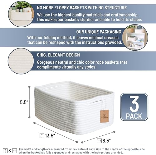NaturalCozy 13.5”x8.5”x5.5” Storage Baskets - Image 2