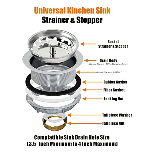 Artiwell 2-Pack Kitchen Sink Basket Strainer and Stopper, 3-1/2” Kitchen Drain - Image 4