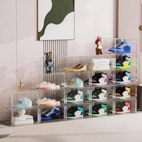 HIYOHIYO 8 Pack Clear Shoe Box Organizer, Large Capacity Fit US Size 14 - Image 5