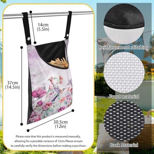 Hummingbird Adjustable Door-Hanging Laundry Clothespin Bag Clothespin Storage - Image 6