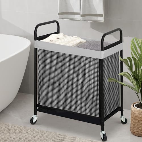 STO STO Laundry Hamper 2 Section, 100L Rolling Laundry Sorter Cart - Image 3