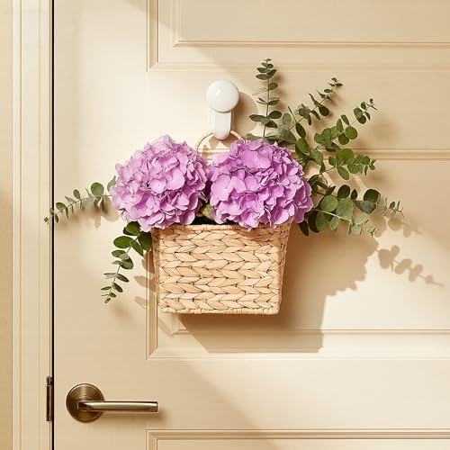 iEGrow Set of 2 Hanging Basket, Wicker Wall Basket Natural Water Hyacinth - Image 2