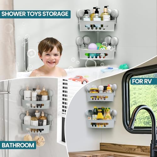 TAILI Corner Shower Caddy Suction Cups, Wall Organizer Plastic Rack - Image 6