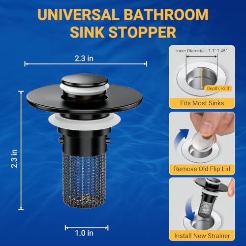 Bathroom Sink Drain Strainer, Pop-Up Bathroom Sink Stopper - Image 2