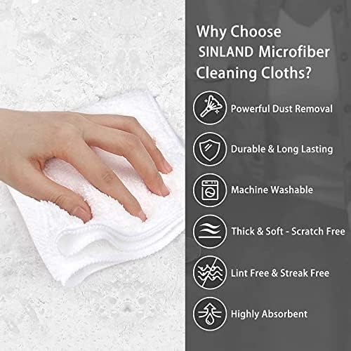 SINLAND Microfiber Cleaning Cloth Kitchen Dish Cloths 12x12In 12 Pack White - Image 6