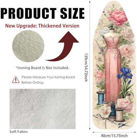 Nuxovilar Floral Gown Cotton Ironing Board Cover 15x54 Fabric - Image 3