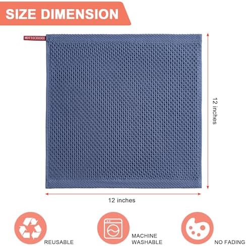 Kitchen Towels 6-Pack Kitchen Dish Cloths, 100% Cotton, 12x12 In - Image 2