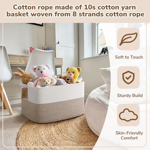 Goodpick 75L Extra Large Woven Rope Blanket Basket, Light Brown - Image 5