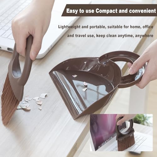 Round Handle Brush and Dustpan Set Small Broom & Dustpan Portable Handheld - Image 2