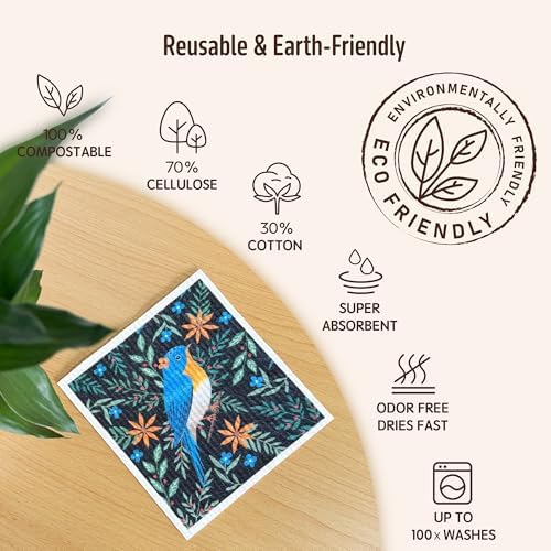 Swedish Dishcloths for Kitchen, 5 Pack Reusable Paper Towels Washable, Super - Image 3