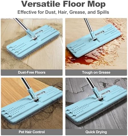 JOYMOOP Flat Mop System, Microfiber Floor Cleaning Tool, Pale Aqua, Includes - Image 4