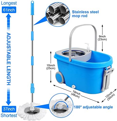 Spin Mop and Bucket with Wringer Set, 3 Mop Heads - Image 6