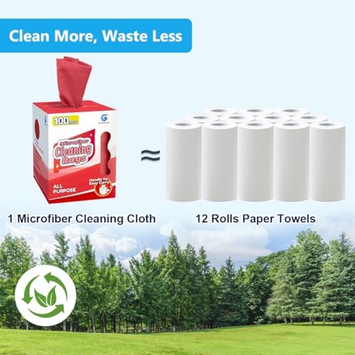 GLIMGLINT Microfiber Cleaning Cloth 100 Pack, Reusable Paper Towels 11 x 9 - Image 5
