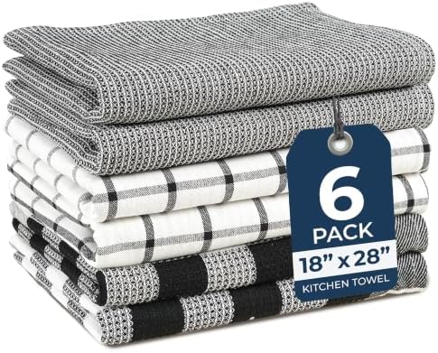 LANE LINEN Kitchen Towels Set – Pack of 6 Cotton Dish Cloths, Soft & by LaneLinen