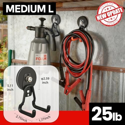 ULIBERMAGNET Heavy Duty Magnetic Garage Hooks, 8 Pack Strong Large Magnet Hooks - Image 3