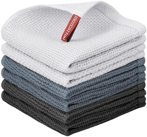 Nialnant 6 Pack Kitchen Towels, 100% Cotton, 12x12 Inches by Nialnant