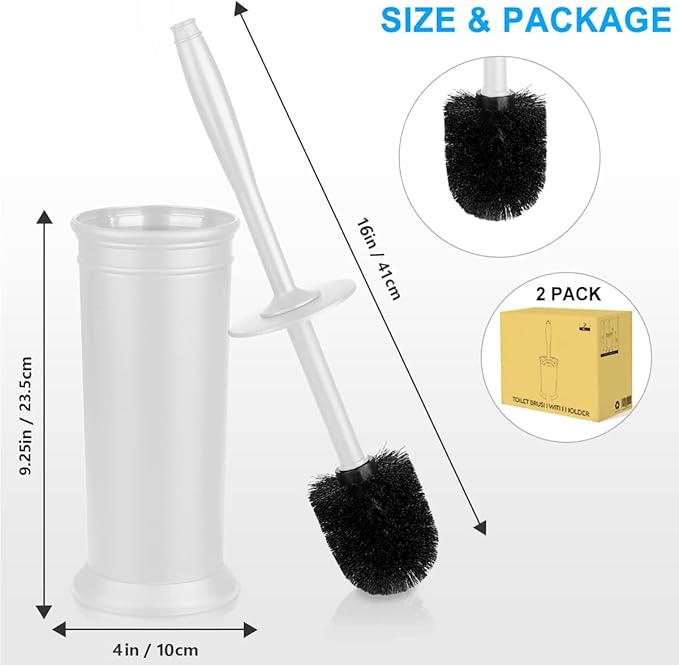 Toilet Brush and Holder 2 Pack, Toilet Bowl Brush - Image 7