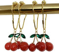 12Pcs Cherry Shower Curtain Hooks Rings, Fruit Themed Bathroom Decor by Kinwot