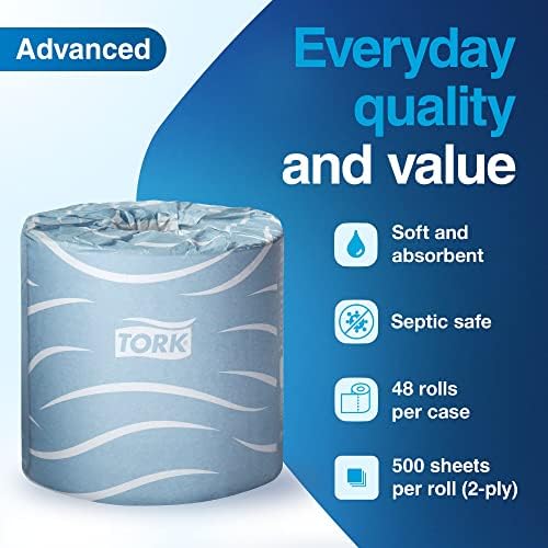 Tork Bath Tissue Roll Advanced, 500 sheets/roll, 48 rolls/case - Image 4