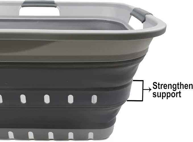 SAMMART 42 Collapsible Plastic Laundry Basket, Foldable Pop Up Storage - Image 9