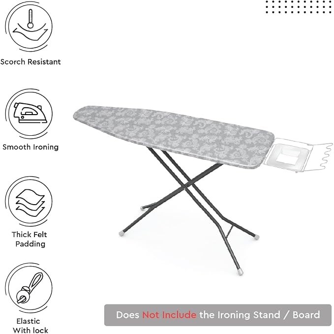 Encasa XO Padded Ironing Board Cover and Pad 54"x18" Grey - Image 4