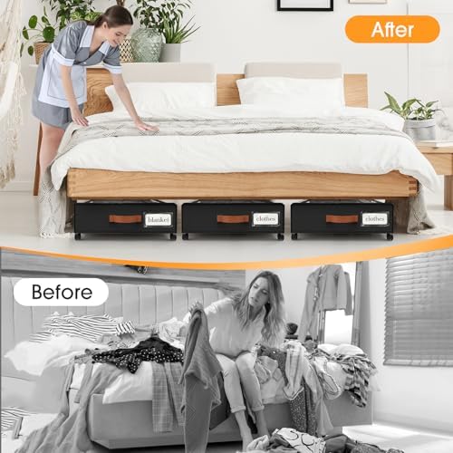 Under Bed Storage with Wheels 3Pack Storage Containers with Clear Window - Image 5