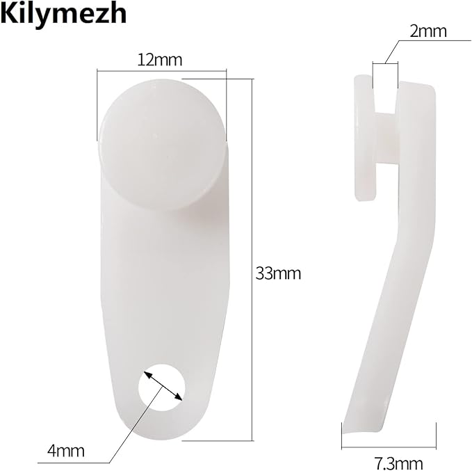 White Traverse Rod Slides Curtain Track Glider Hooks - Image 2
