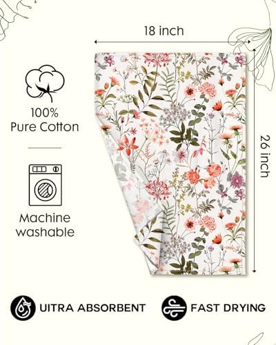 Miss Adola 150GSM Flour Sack Kitchen Towels Set of 2, Flower Shrubs - Image 5