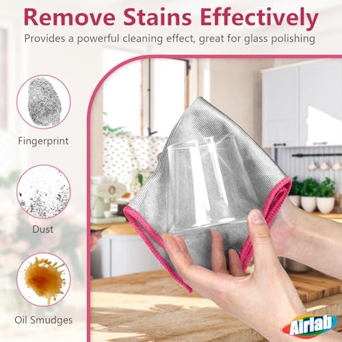 Airlab Glass Polishing Streak Free Miracle Cleaning Cloth, Sliver-Pink - Image 2