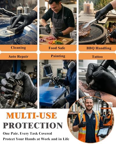 wcy 9 Mil Heavy Duty Disposable Nitrile Gloves, Diamond Grip - Image 2