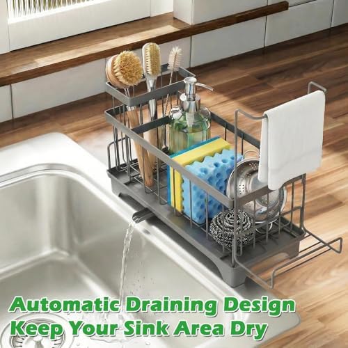 Sponge Holder for Kitchen Sink, Self-Draining Sink Caddy - Image 3