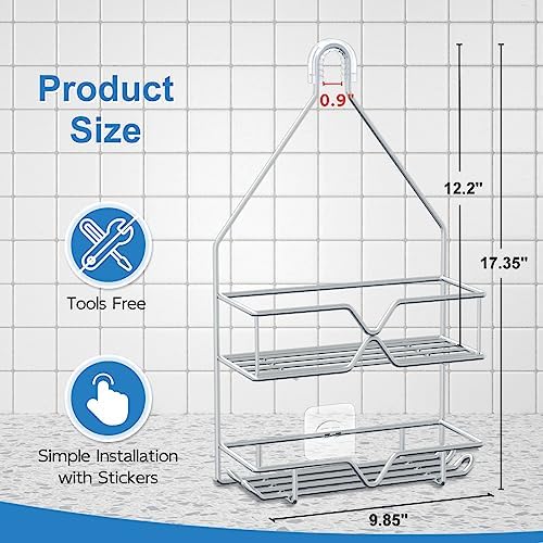 TreeLen Rustproof Shower Caddy, Stainless Steel, 4 Hooks, 2 Shelves - Image 4