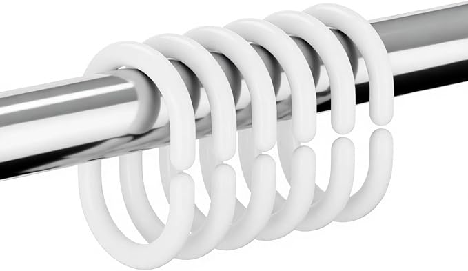 Resze 24 PCS Shower Curtain Rings, Plastic White Shower Curtain Hooks, C-Shaped by Resze