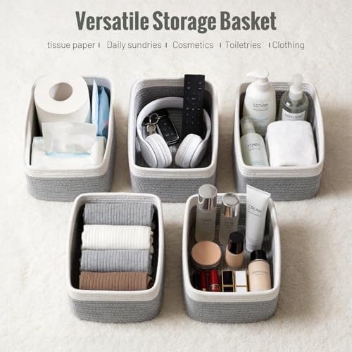 5 Pack Small Woven Storage Baskets - Image 4