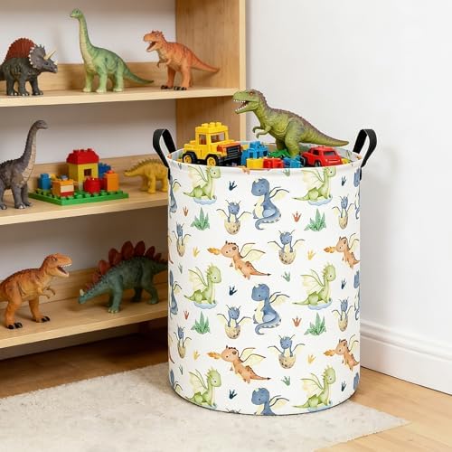 Round Laundry Basket Collapsible Storage Hamper Parent-child Dragon - Image 5
