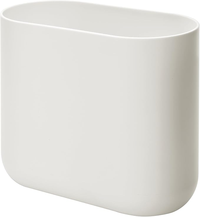 iDesign Small Slim Plastic Bathroom Trash Can, Coconut White | Bedroom - Image 8