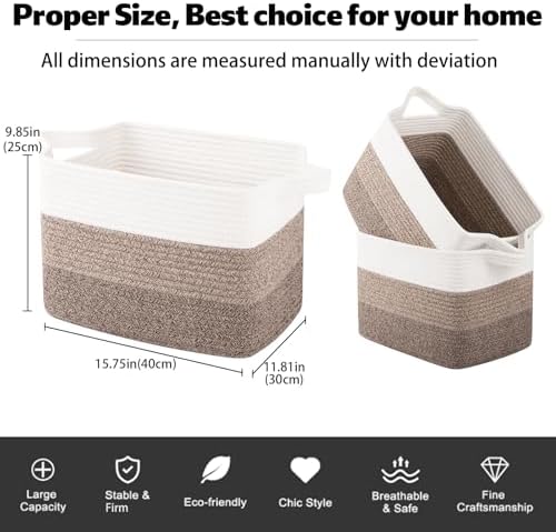 OIAHOMY 30L Storage Basket Large Blanket Basket Living Room Dark Brown - Image 3